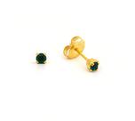 Brinco studex system 75 adulto esmeralda 3mm dourado