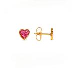 Brinco studex system 75 coração glitter rosa 7mm dourado