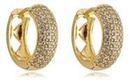 Brinco Tipo Argola Cravejada Semi Joias Banho Ouro 18k Elegante Noiva Garantia Casamento Presente
