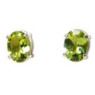 Brinco Topinho Gema Facetado Peridoto Verde Prata 950