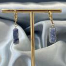 Brinco toquinho argolinha (ouro)- quartzo azul