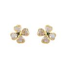 Brinco Trevo 7 mm com Zircônia Ouro 18k