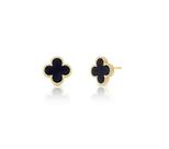 BRINCO TREVO NEGRO BANHADO A OURO - Joia Elegante