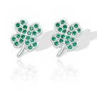 Brinco Trevo Sorte Cravejado Pedra Verde Zirconia Prata Lei Brinco Trevo Sorte Cravejado Pedra Verde Zirconia Prata Lei