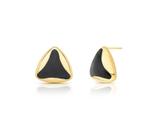 Brinco Triangular Abaulado Esmaltado Banhado a Ouro - 2,3 cm