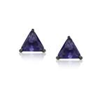 Brinco Triangular Ametista Rutilado Banhado a Ródio Negro - Zircônia