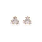 Brinco Triangular Com Ponto De Luz Folheado Em Ouro 18K