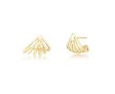 Brinco Triangular Curvo com Seis Fileiras Lisas Banhada a Ouro - Joia Elegante