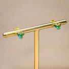 Brinco Triangular Dourado com Pedra Verde Larissa