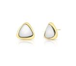 Brinco Triangular em Dois Tons de Banho - Banhado a Ouro e Ródio Branco Brinco Triangular em Dois Tons de Banho - Banhado a Ouro e Ródio Branco