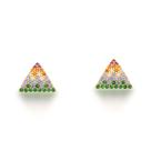 Brinco Triângulo brilhoso Colorido Banhado a Ouro 18k Brinco Triângulo brilhoso Colorido Banhado a Ouro 18k