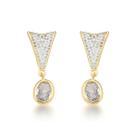 Brinco Triângulo com Pingente Oval Banhado a Ouro 18k