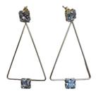 Brinco Triângulo com Zircônia Banhado Ouro Minimalista Moderno Semijoia Luxo