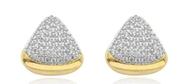 Brinco triângulo cravejado ponta invertida 11.5mm folhado ouro zircônia