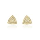 Brinco Triangulo Cravejado Zircônias Brancas Folheado em Ouro 18k Brinco Triangulo Cravejado Zircônias Brancas Folheado em Ouro 18k
