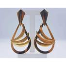 Brinco triângulo folhas banhado a ouro 18k