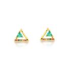 Brinco Triangulo Pedra Verde Banhado Ouro 18k Brinco Triangulo Pedra Verde Banhado Ouro 18k