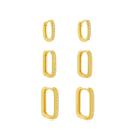 Brinco Trio Argola Retangular - Banhado a Ouro 18k