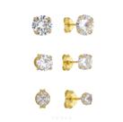 Brinco Trio Coração 1 2 e 3 Furo Folheado ouro 18k Antialérgico c/ Garantia