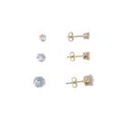 Brinco Trio Ponto de Luz Semijoia Banhada a Ouro 18k