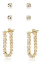 Brinco Trio Strass Cristal Semi Joia Folheado