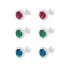 Brinco Trio Três Cores Lara Prata 925 Brinco Trio Três Cores Lara Prata 925