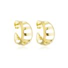 Brinco Tulipa Argola Com Detalhe Vazado Banhado a Ouro 18k
