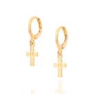 Brinco Unissex Rommanel Banhado A Ouro 18k Cruz Elegância Estilo E Fé