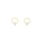 Brinco Vazado em Ouro 18K Círculo com Topázio Sky - AU12219 Brinco Vazado em Ouro 18K Círculo com Topázio Sky - AU12219