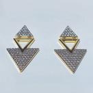 Brinco Viz Zircônias Dourado Semijoia Lizzy Fatin