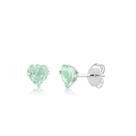 Brinco zirconia coracao verde claro 4mm prata 925