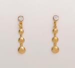 Brinco Zircônia Cristal e Bolas Lisas Penduradas Banhado em Ouro 18K