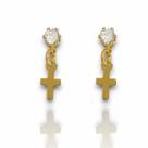 Brinco Zirconia e Cruz Banhado Ouro 18k Semijoia