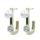 Brinco Zircônia e Pérola Elegante Semijoia Akasaki BC3722