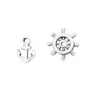 Brincos AeraVida Nautical Ship Anchor & Helm em prata esterlina