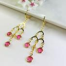 Brincos Afrodite - Zircônias Rosas - Banhados a Ouro 18k