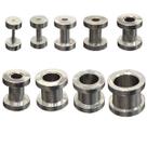 Brincos Alargador 1mm A 12mm Túnel Aço Prateado 1 Par Brincos Alargador 1mm A 12mm Túnel Aço Prateado 1 Par