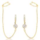 Brincos Argola Click com Piercing Fake Banhado a Ouro 18k Design Moderno e Chique