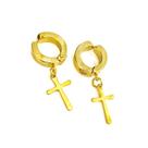 Brincos Argola Com Cruz Dourado Aço Inox Legitimo Estiloso