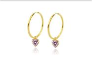 Brincos argola de Ouro 18K com zircônia 5mm - S.