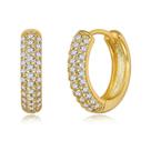 Brincos Argola Minimalista 12mm MicroCravejada Zirconia Banho Ouro 18k Delicada Luxo Casual Brincos Argola Minimalista 12mm MicroCravejada Zirconia Banho Ouro 18k Delicada Luxo Casual