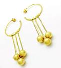 Brincos Argolas Com Franjas E Bolas Banho Ouro 2447