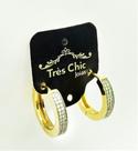 Brincos Argolas Cravação Microzirconias Banho Ouro 18k 2581