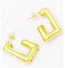 Brincos Argolas Retangulares Banho Ouro 18k 4599