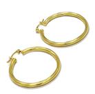 Brincos Argolas Torneadas Fecho Italiano Banho Ouro 18k 4616