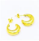 Brincos Argolas Vírgula Banho Ouro 18k 4600