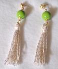 Brincos artesanal cor verde modelo com cordas