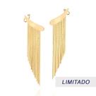 Brincos banhado ouro 3x 24k 18k e 22k feminino grande maxi ear curf piercing pressão rommanel franja 526909