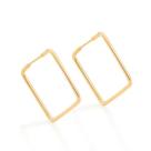 Brincos banhado ouro 3x 24k 18k e 22k femininos argola fina quadrada rommanel 522197