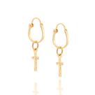 Brincos banhado ouro 3x 24k 18k e 22k femininos argola infantil cruz rommanel pendurada 520404